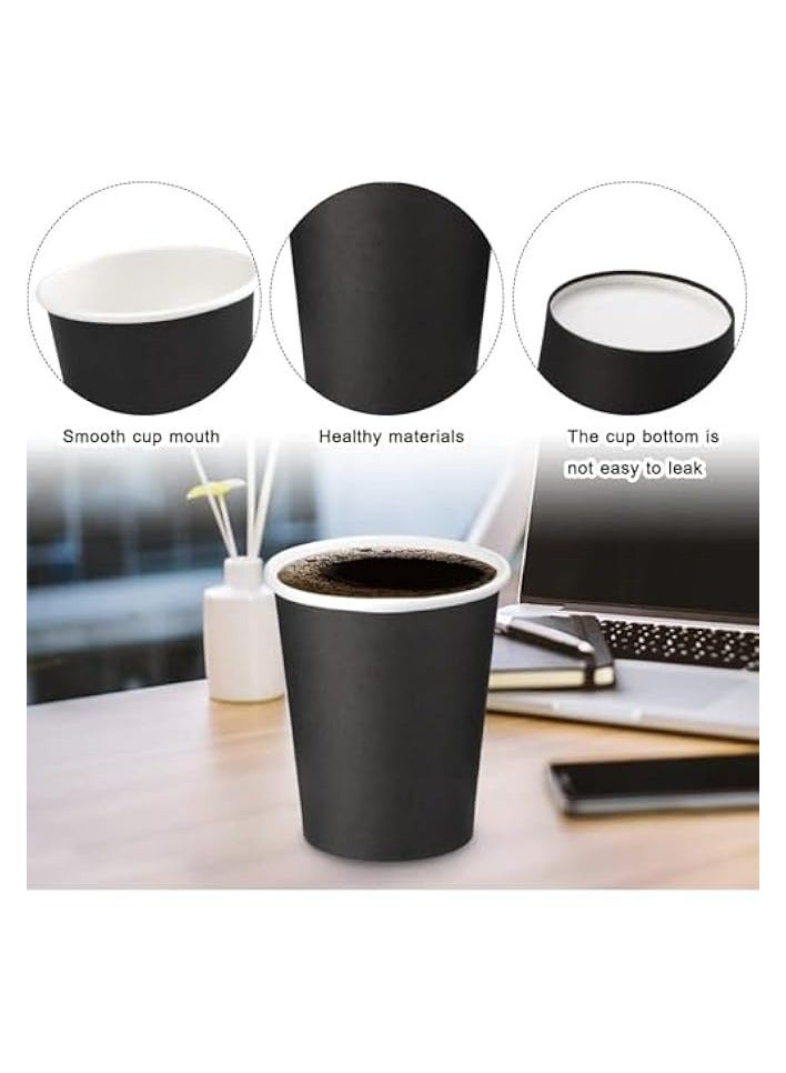 erorex (100 Pack) Black Daily Use Disposable Paper Cups, 8oz Coffee Cups for Hot and Cold Drinks, Takeaway Coffee Cups/Tea Cup/Party  - Image 4