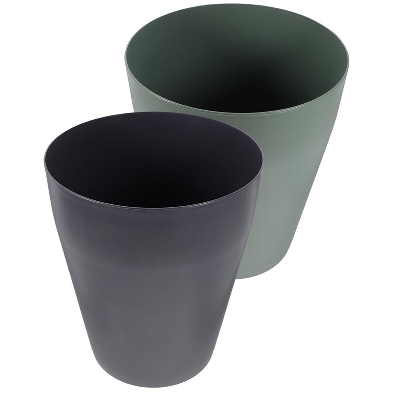 2pcs Oval Small Trash Bins Without Lid, Plastic Wastebaskets for Kitchen, Bathroom, Bedroom Countertop, Compact Household Garbage Cans in Dark Blue and Dark Green - Image 1