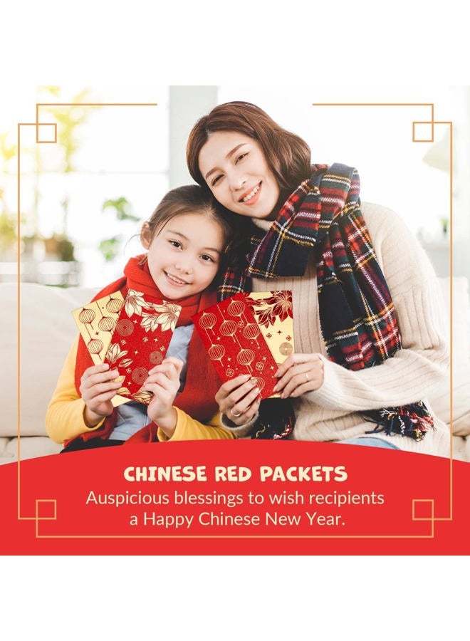 Prims & Flourish Chinese New Year Red Envelopes - 36-Count Packets, Hong Bao with Gold Foil Design, Gift Money Envelopes, Flowers and Lanterns - Image 2