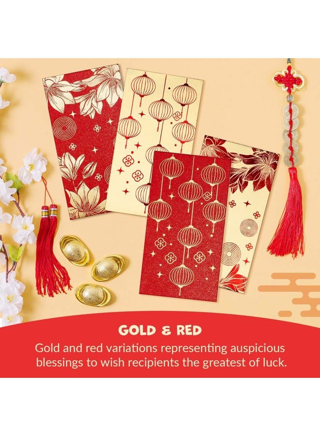 Prims & Flourish Chinese New Year Red Envelopes - 36-Count Packets, Hong Bao with Gold Foil Design, Gift Money Envelopes, Flowers and Lanterns - Image 5