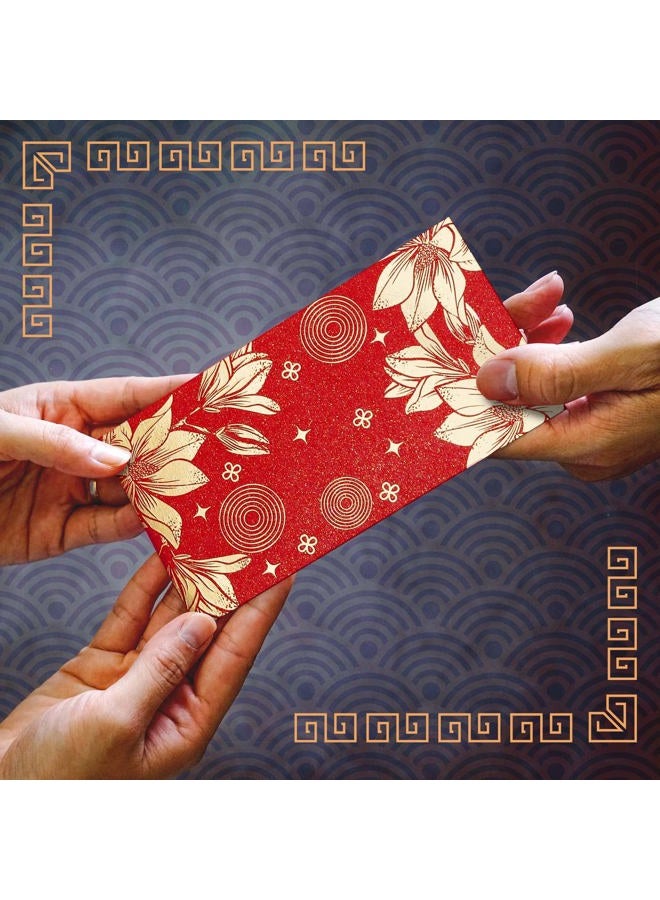 Prims & Flourish Chinese New Year Red Envelopes - 36-Count Packets, Hong Bao with Gold Foil Design, Gift Money Envelopes, Flowers and Lanterns - Image 4