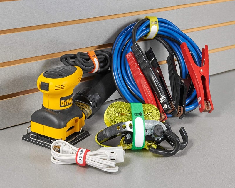 Wrap-It Storage Cinch-Straps (Assorted 16 Pack) Hook and Loop Straps with Metal Buckles and Write on Labels for Easy Cord Identification, Waterproof, Reusable, Multi-Purpose, Adjustable - Image 4