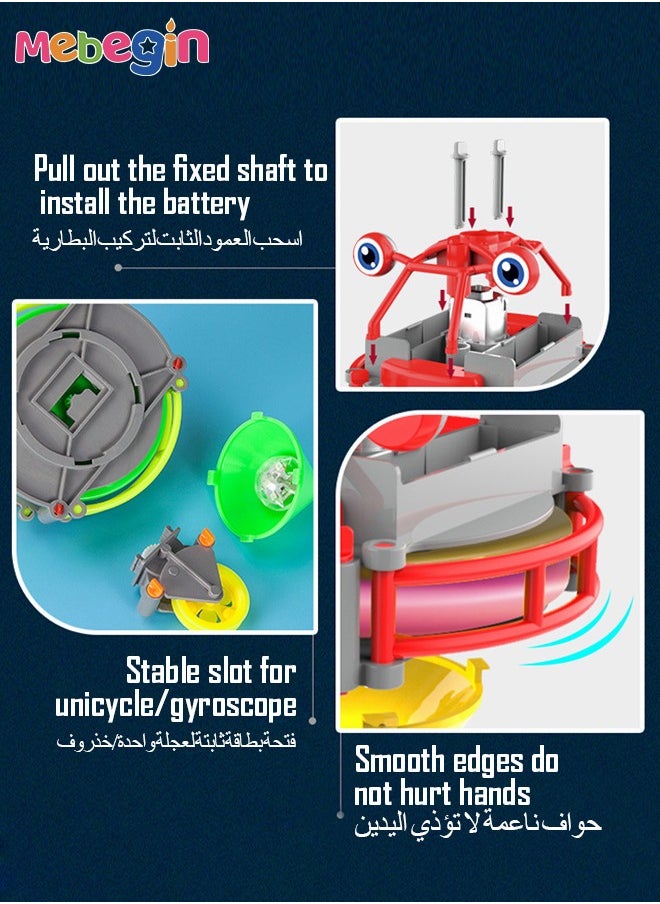 MEBEGIN - 2 in 1 Spinner Toy, Creative Anti-gravity Unicycle, Balanced Frog-shaped Toy, Unique Light-Up Gaming Spinner Toy with Smooth Edges, Designed with Unicycle Shape, Made Of ABS Plastic, 9*9*10cm - Image 1
