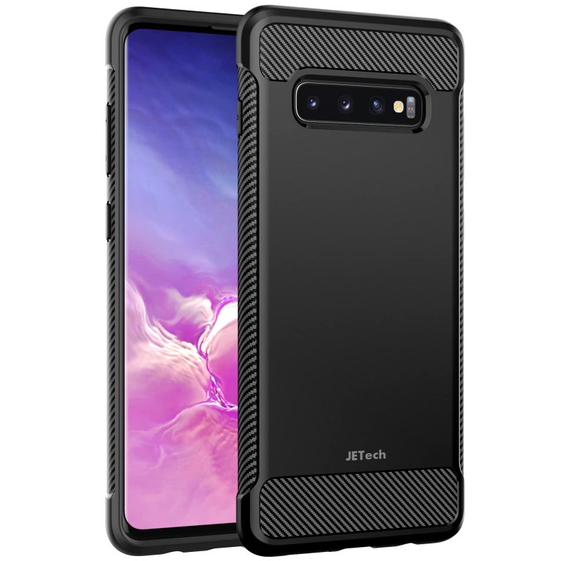 JETech Slim Fit Case for Samsung Galaxy S10 Plus S10+, Thin Phone Cover with Shock-Absorption and Carbon Fiber Design (Black) - Image 1