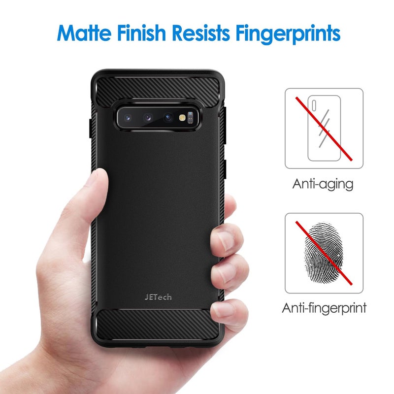JETech Slim Fit Case for Samsung Galaxy S10 Plus S10+, Thin Phone Cover with Shock-Absorption and Carbon Fiber Design (Black) - Image 4