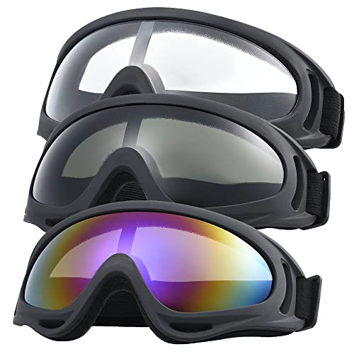 CROSSBODY 3 Pack Motorcycle Goggles Dirt Bike ATV Motocross AntiUV 400 Adjustable Riding Offroad Protective Tactical Military Goggles for Men Women Youth Kids Adult X400 Glasses - Image 1