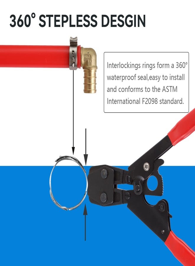 GUOFIS 100 Pack 1/2 Inch Pex Cinch Clamp Rings,Premium 304 Stainless Steel PEX Crimp Ring,Pex Fitting Clamps Pinch Ring for PEX Tubing Pipe Fittings Connection - Image 4
