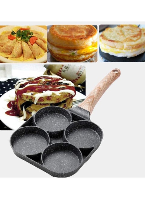Egg Pan 4-Cup Nonstick Frying Pan - Easy-to-Clean Omelet Pan for Breakfast, Swedish Pancakes, Crepes & More - Compatible with All Heat Sources, Durable & Multi-Purpose Skillet