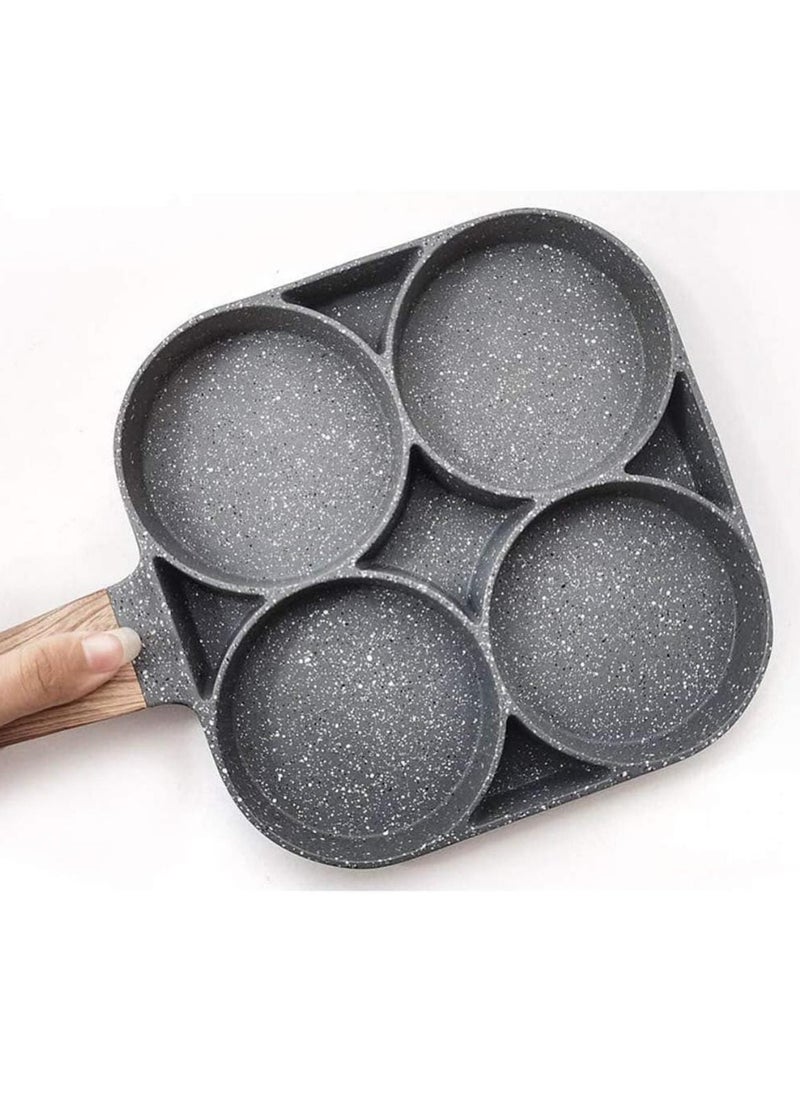 Egg Pan 4-Cup Nonstick Frying Pan - Easy-to-Clean Omelet Pan for Breakfast, Swedish Pancakes, Crepes & More - Compatible with All Heat Sources, Durable & Multi-Purpose Skillet