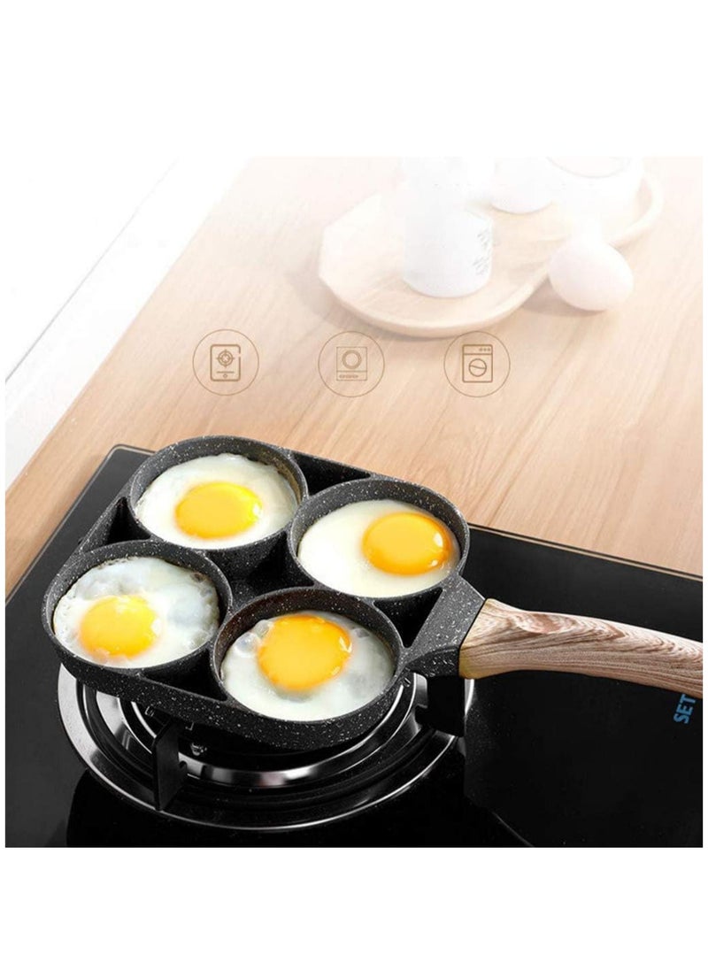 Egg Pan 4-Cup Nonstick Frying Pan - Easy-to-Clean Omelet Pan for Breakfast, Swedish Pancakes, Crepes & More - Compatible with All Heat Sources, Durable & Multi-Purpose Skillet
