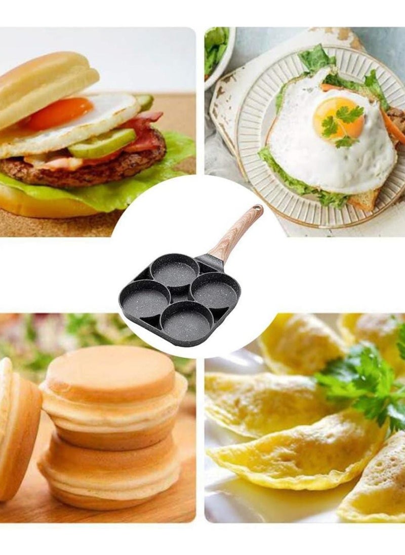 Egg Pan 4-Cup Nonstick Frying Pan - Easy-to-Clean Omelet Pan for Breakfast, Swedish Pancakes, Crepes & More - Compatible with All Heat Sources, Durable & Multi-Purpose Skillet