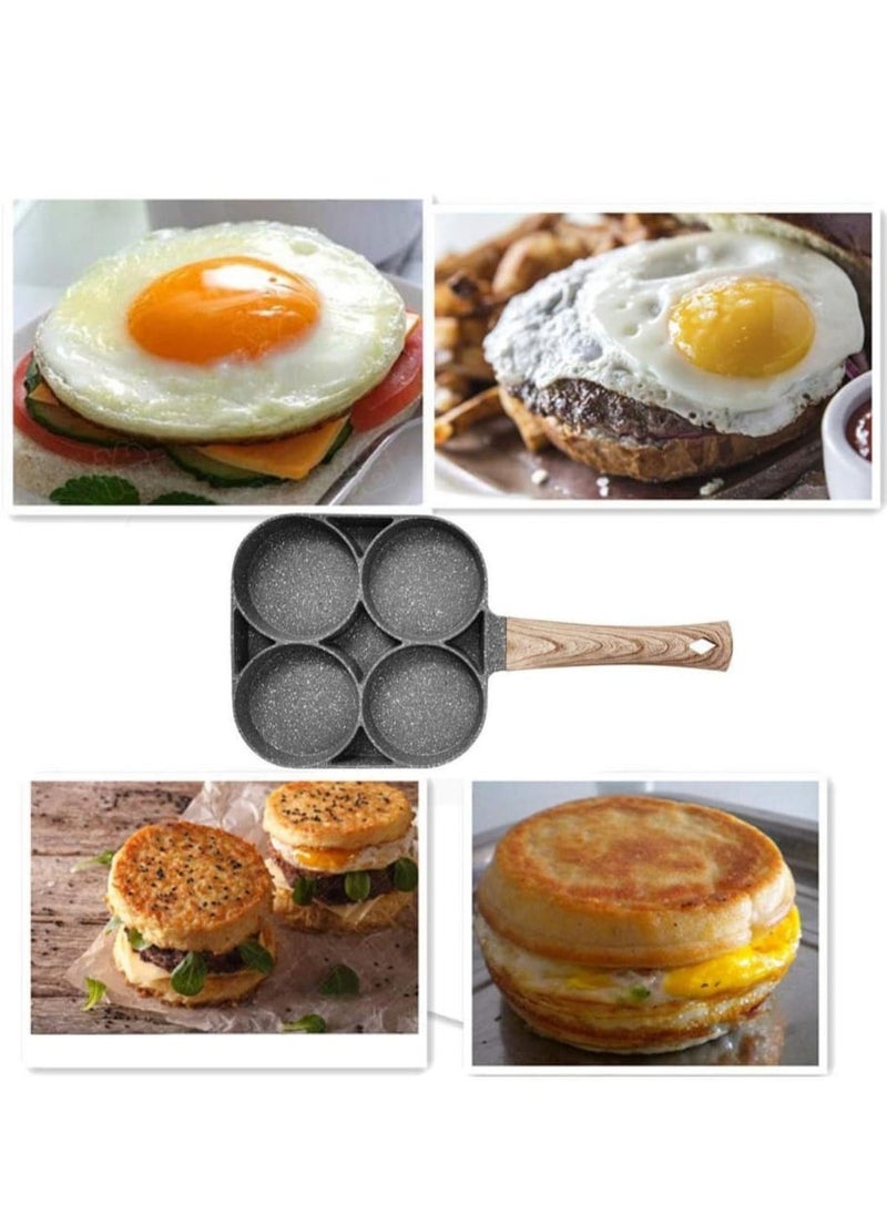 Egg Pan 4-Cup Nonstick Frying Pan - Easy-to-Clean Omelet Pan for Breakfast, Swedish Pancakes, Crepes & More - Compatible with All Heat Sources, Durable & Multi-Purpose Skillet