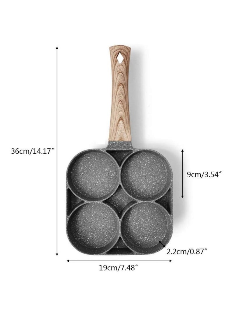 Egg Pan 4-Cup Nonstick Frying Pan - Easy-to-Clean Omelet Pan for Breakfast, Swedish Pancakes, Crepes & More - Compatible with All Heat Sources, Durable & Multi-Purpose Skillet