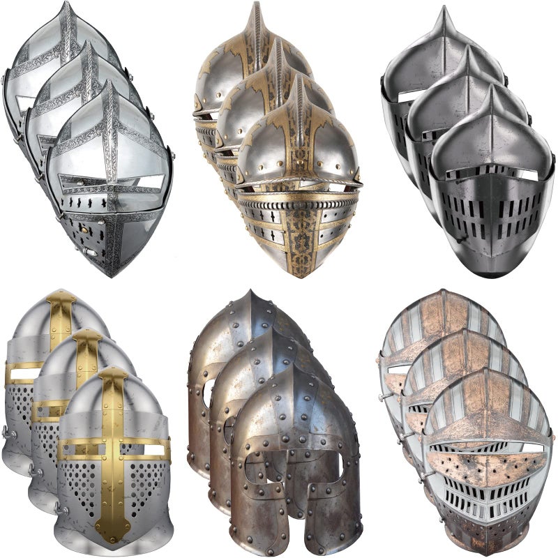 Zhanmai Zhanmai 18 Pieces Medieval Party Knight Masks Kids Paper Medieval Party Decor Cosplay Crusader Samurai Soldier Mask