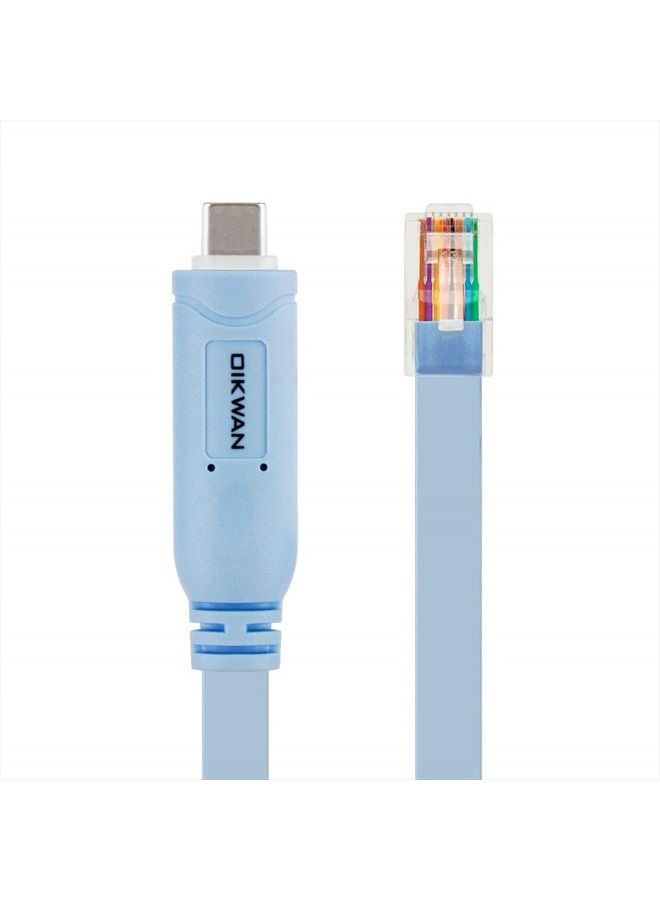 OIKWAN كابل وحدة التحكم USB-C من سيسكو، OIKWAN بطول 6 أقدام USB نوع C إلى RJ45 محول تسلسلي ملحق أساسي لسيسكو، NETGEAR، Ubiquity، LINKSYS، TP-Link أجهزة التوجيه/المفاتيح لأجهزة الكمبيوتر المحمولة - Image 1
