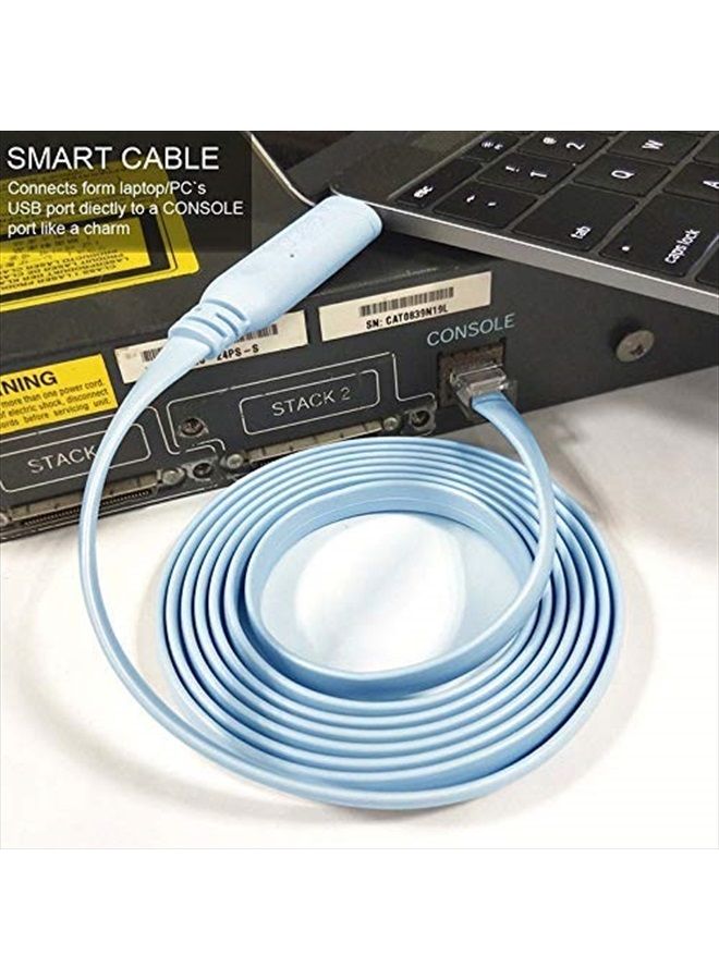 OIKWAN كابل وحدة التحكم USB-C من سيسكو، OIKWAN بطول 6 أقدام USB نوع C إلى RJ45 محول تسلسلي ملحق أساسي لسيسكو، NETGEAR، Ubiquity، LINKSYS، TP-Link أجهزة التوجيه/المفاتيح لأجهزة الكمبيوتر المحمولة - Image 2