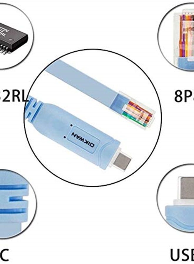 OIKWAN كابل وحدة التحكم USB-C من سيسكو، OIKWAN بطول 6 أقدام USB نوع C إلى RJ45 محول تسلسلي ملحق أساسي لسيسكو، NETGEAR، Ubiquity، LINKSYS، TP-Link أجهزة التوجيه/المفاتيح لأجهزة الكمبيوتر المحمولة - Image 5