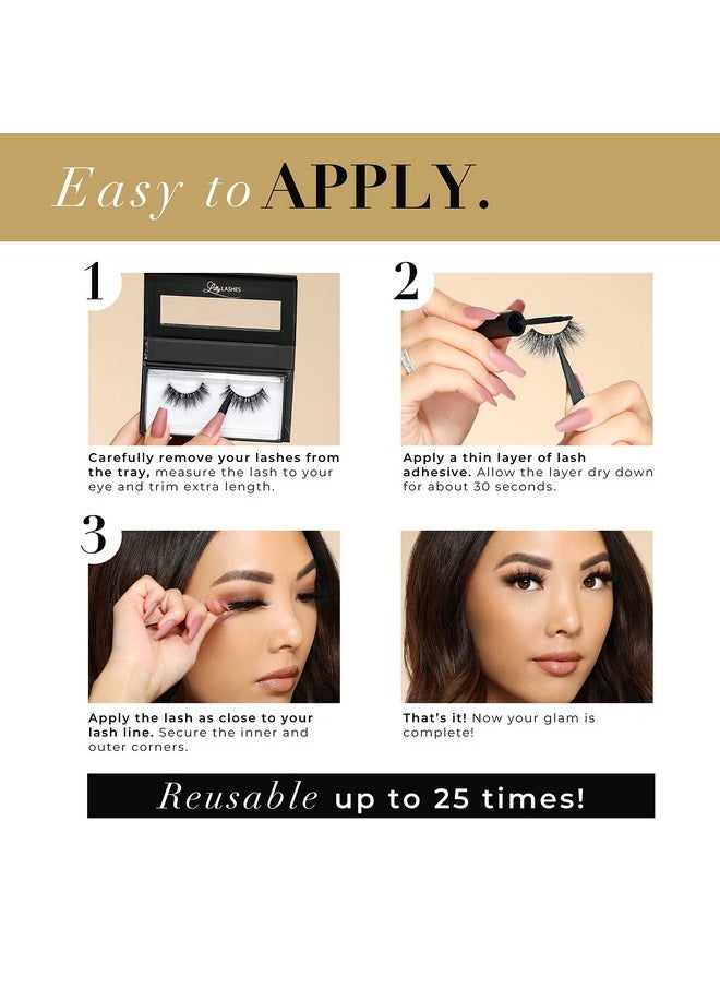 Lilly Lashes - Miami Lite - Natural Looking Lashes Mink | Mink Lashes | False Eyelashes | Fluffy Lashes | Strip Lashes | Round Shaped And Fluttery | Fake Eyelashes 15Mm Length, Reusable Up To 15 Wears - Image 1