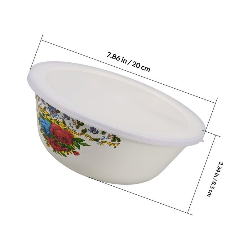 Retro Yellow Enamel Ramen Soup Bowls With Lid 20cm For Noodles And Food Storage - Image 3