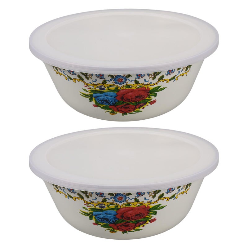 Retro Yellow Enamel Ramen Soup Bowls With Lid 20cm For Noodles And Food Storage - Image 2