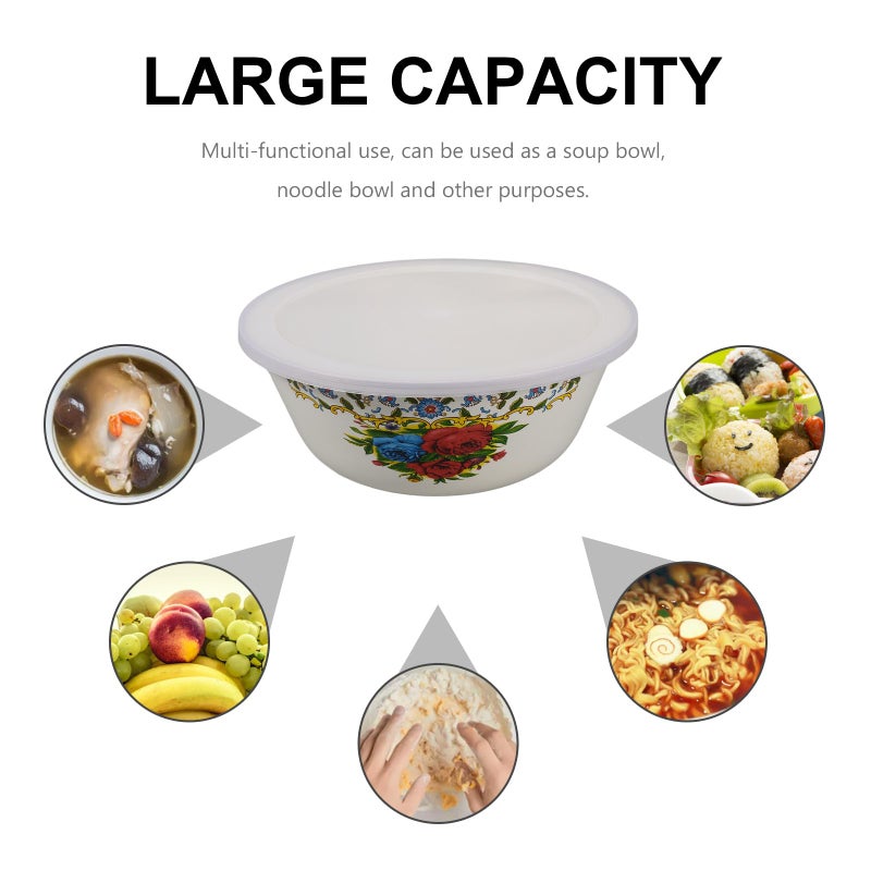 Retro Yellow Enamel Ramen Soup Bowls With Lid 20cm For Noodles And Food Storage - Image 4