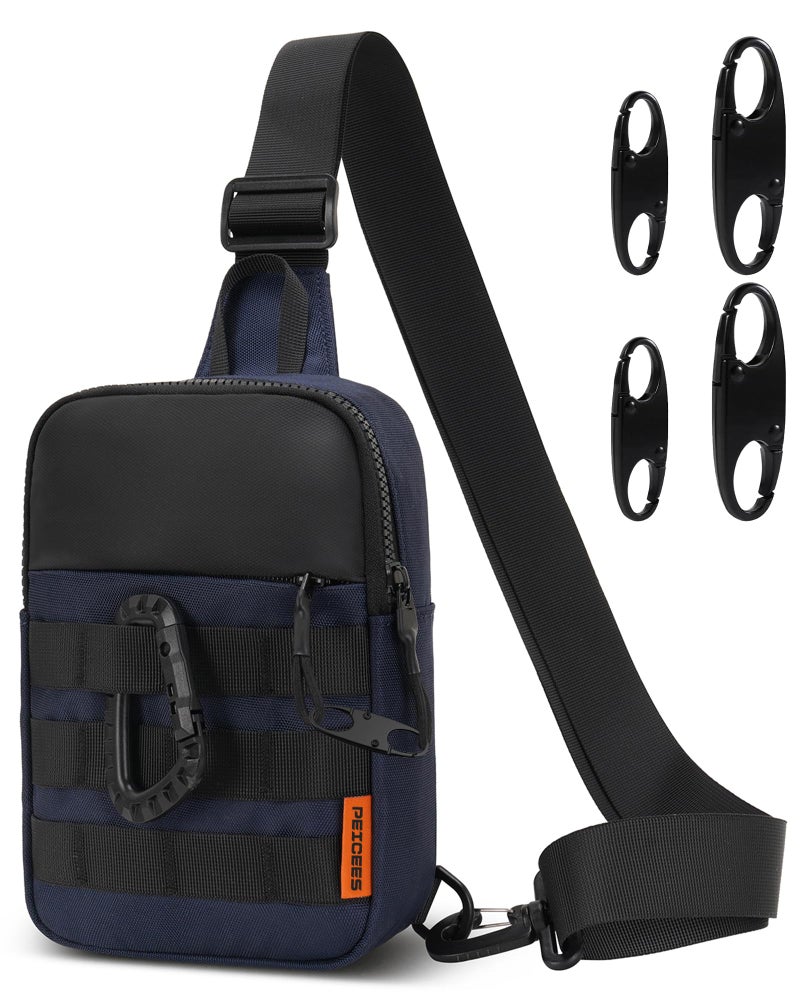 Peicees Small Anti Theft Sling Bag for Men, Tactical Inspired Waterproof Utility EDC Mini Crossbody Chest Bag for Travel Work Sport (Dark Blue) - Image 1