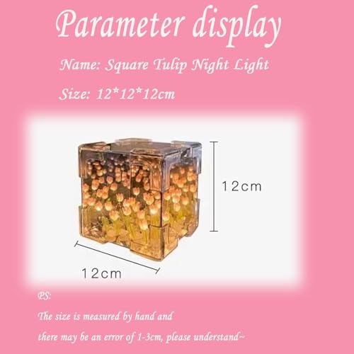 Gutsyluv 30 Flowers DIY Tulip Cube Mirror Lamp,Tulip Flower Table Lamp & Mirror 2-in-1,USB Tulip Mirror Night Lights for Bedroom,Creative Gift for Mom,Girl,Couple,Friend Birthday(Purple) - Image 5