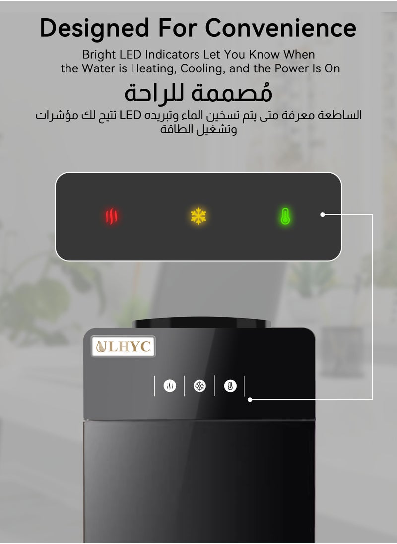 يو إل اتش واي سي موزع مياه علوي - إعدادان لدرجة الحرارة - ماء ساخن وتبريد - أسود - مناسب للأرضيات - للمنزل والمكتب  - Image 4