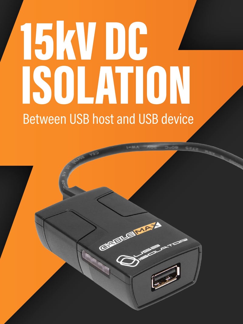 Cablemax USB 2.0 Isolator - Hi-Speed 480Mbps, Surge Protection, No Drivers Needed - Plug & Protect Your Investment - Image 4