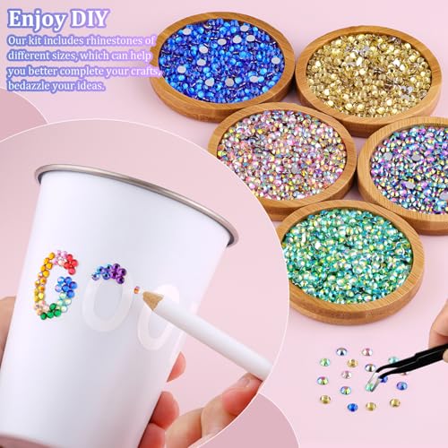 TINKRSTUFF 12600Pcs Resin Rhinestones with Tweezers for Crafting, Mixed-Color 4mm Non Hotfix Flatback Gems, Bedazzling Crystal for DIY Crafts Clothing Tumblers Mugs Shoes Fabric Decor Nail Art Makeup - Image 3