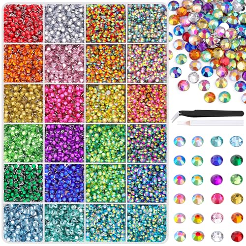 TINKRSTUFF 12600Pcs Resin Rhinestones with Tweezers for Crafting, Mixed-Color 4mm Non Hotfix Flatback Gems, Bedazzling Crystal for DIY Crafts Clothing Tumblers Mugs Shoes Fabric Decor Nail Art Makeup - Image 4