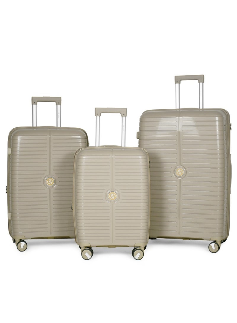 Shihon PP Unbreakable Luggage Set of 3pcs Beige Color - Image 1