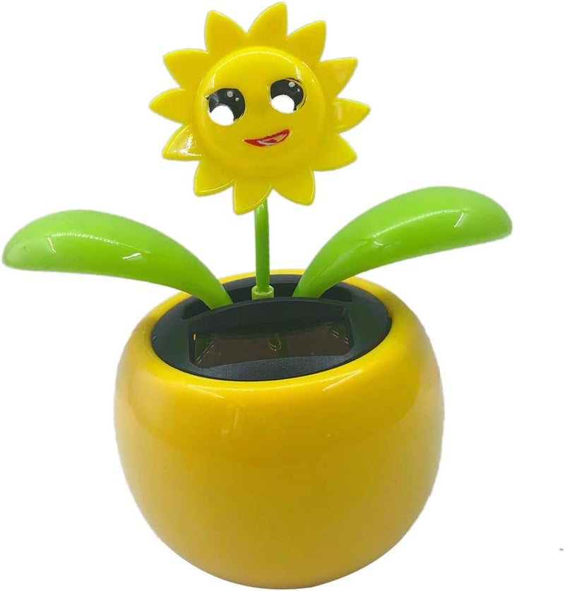 klarako Assorted Colorful Flowerpots Solar Toy, Holiday Birthday Gift Car Dashboard Home Decor, Bobble Plant Solar Toy  Sunflower 2, 10.5x6.5x11.3cm - Image 2