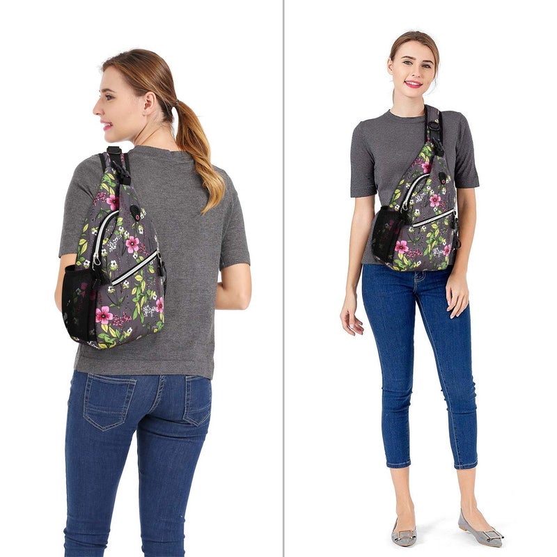 MOSISO Sling Backpack,Travel Hiking Daypack Periwinkle Crossbody Shoulder Bag, Gray - Image 5