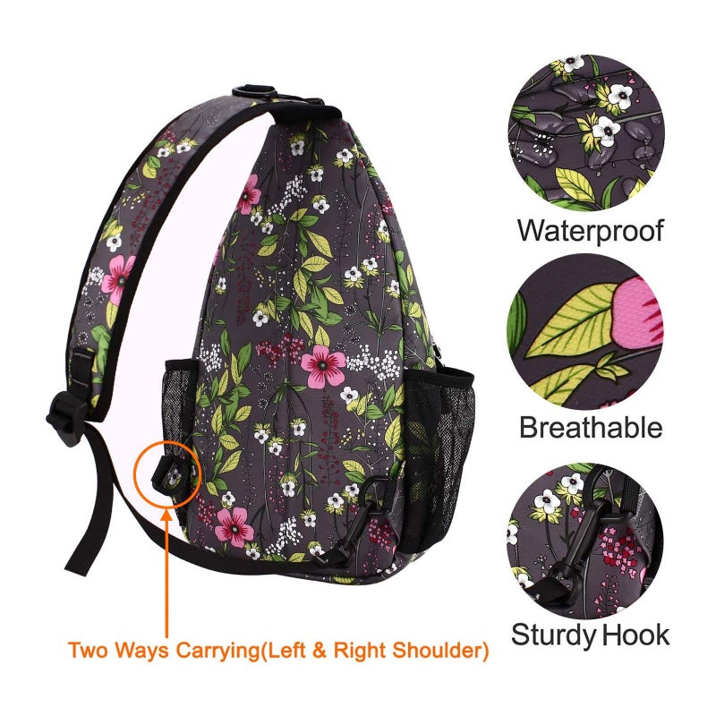 MOSISO Sling Backpack,Travel Hiking Daypack Periwinkle Crossbody Shoulder Bag, Gray - Image 4