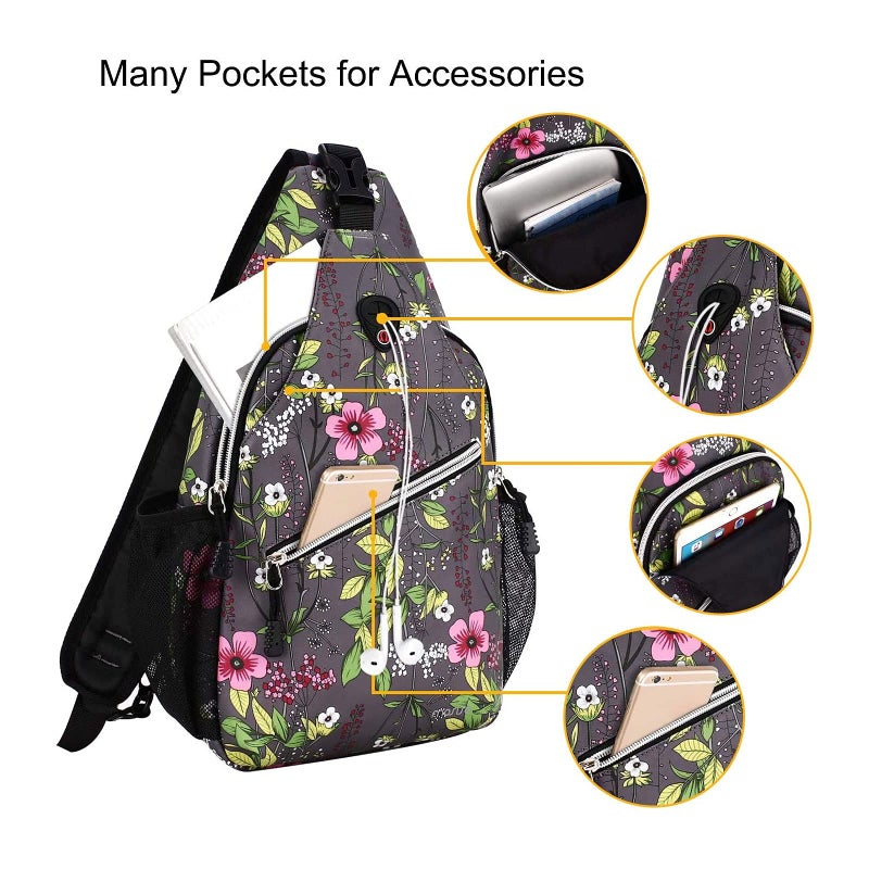 MOSISO Sling Backpack,Travel Hiking Daypack Periwinkle Crossbody Shoulder Bag, Gray - Image 2