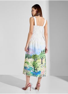 Hope & Ivy Scenic Print Midi Corset Dress  - Image 2