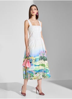 Hope & Ivy Scenic Print Midi Corset Dress  - Image 4