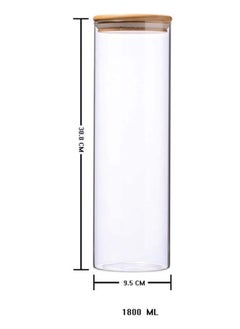 Mash 1800ml Round Glass Jar with Bamboo Lid, Kitchen Food Storage Containers Airtight Lids Cereals Canisters Jars for Pasta Spaghetti Tea Coffee Beans Candy Cookies Snacks Spice Multiuse  - Image 5