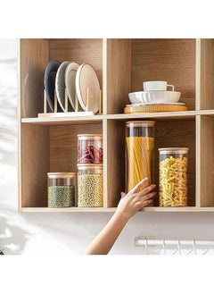 Mash 1800ml Round Glass Jar with Bamboo Lid, Kitchen Food Storage Containers Airtight Lids Cereals Canisters Jars for Pasta Spaghetti Tea Coffee Beans Candy Cookies Snacks Spice Multiuse  - Image 4