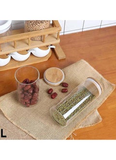 Mash 1800ml Round Glass Jar with Bamboo Lid, Kitchen Food Storage Containers Airtight Lids Cereals Canisters Jars for Pasta Spaghetti Tea Coffee Beans Candy Cookies Snacks Spice Multiuse  - Image 2