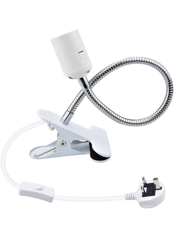 The Bros Clip On Bulb Holder E27 with On/Off Switch UK Plug 360 Degrees Flexible Lamp Holder Clip E27 Edison Screw Lamp Holder Base for Desk and Offices Garages Kitchens - Image 1
