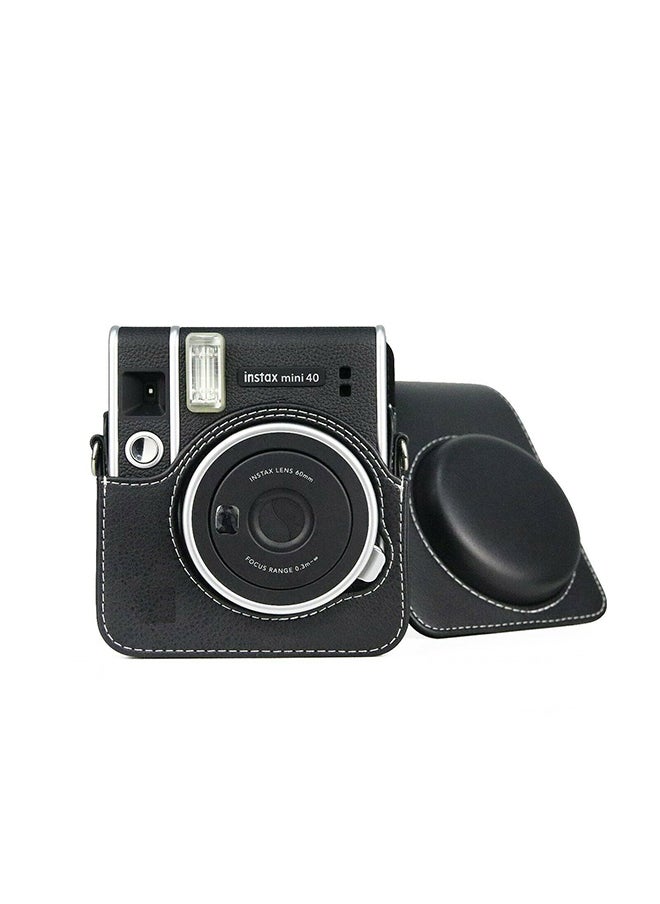 O Ozone - Case for Fujifilm Instax Mini 40 Case, PU Leather Instant Camera Protective Cover with Adjustable Shoulder Strap -Black - Image 1