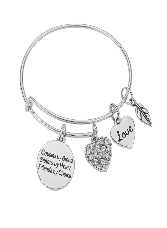 Infinity Collection Cousin Gift, Cousins by Chance, Friends by Choice Charm Adjustable Bangle, Cousin Jewelry for Women- Gift for Cousins - Image 1