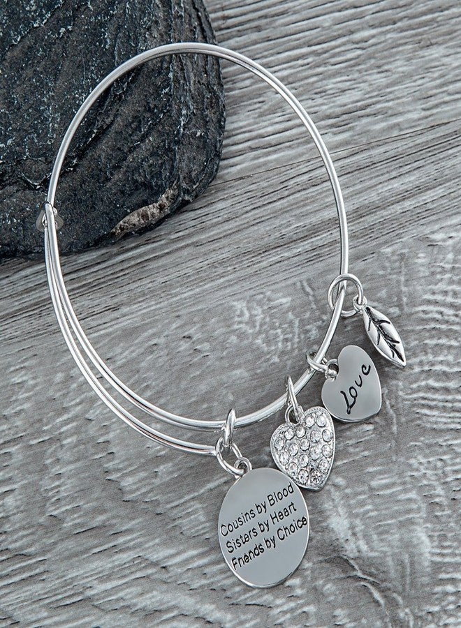 Infinity Collection Cousin Gift, Cousins by Chance, Friends by Choice Charm Adjustable Bangle, Cousin Jewelry for Women- Gift for Cousins - Image 2