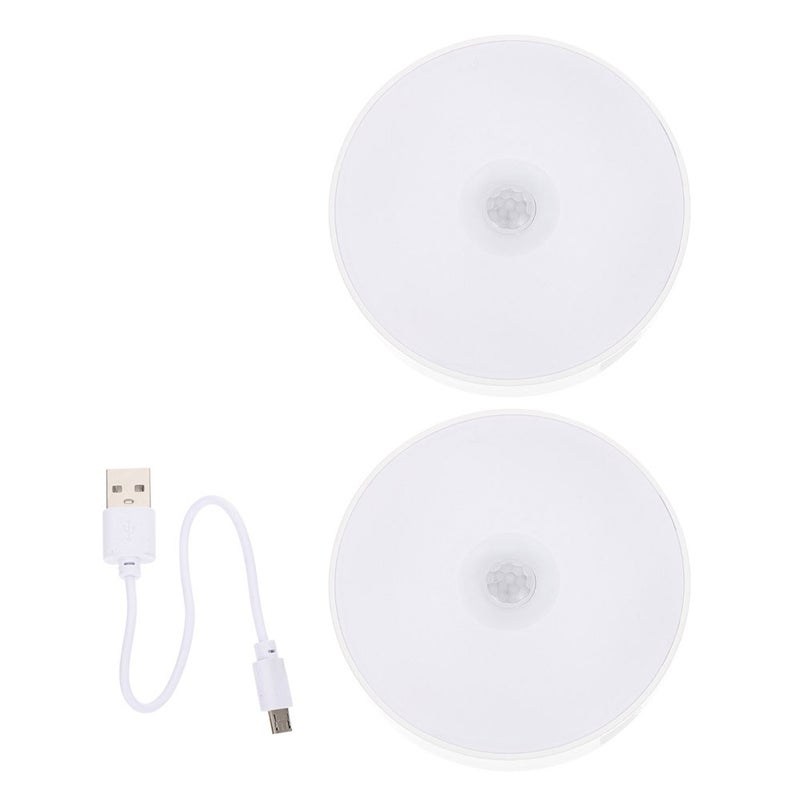 2Pcs Human Body Induction Night Light Small Night Light USB Light Decor White - Image 1