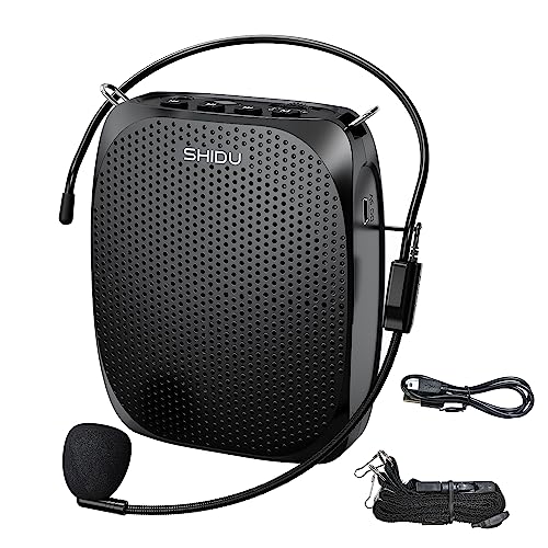 SHIDU S258 Upgraded Portable Rechargeable Voice Amplifier with Wired Neckband Microphone, Supports AUX, USB, & Micro-SD Card Input for Teachers, Tour Guides with Type C Charging Cable|Black - Image 1