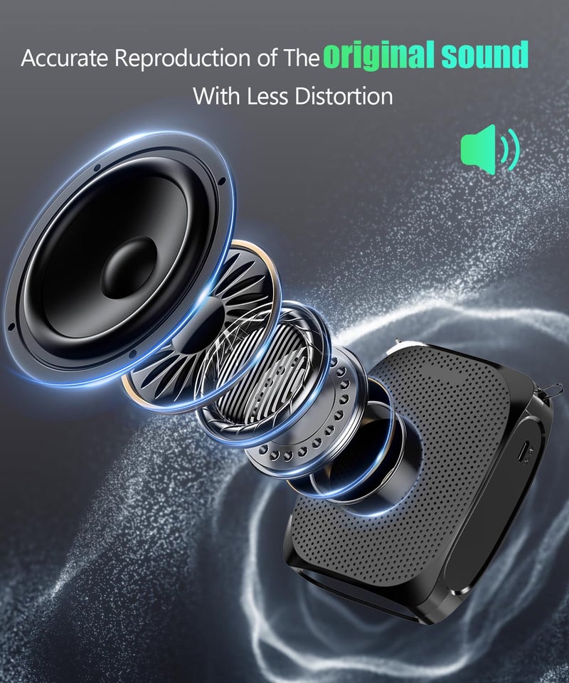 SHIDU S258 Upgraded Portable Rechargeable Voice Amplifier with Wired Neckband Microphone, Supports AUX, USB, & Micro-SD Card Input for Teachers, Tour Guides with Type C Charging Cable|Black - Image 4