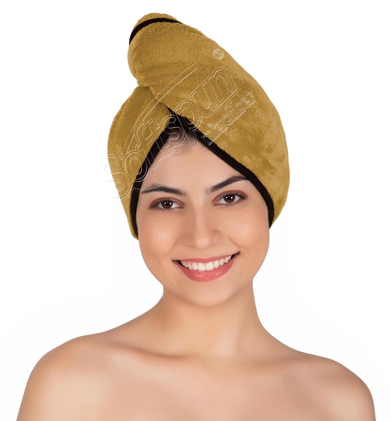 SOFTSPUN SOFTSPUN Microfiber Hair Cap 1 Pcs 70X25 cm Olive Green 280 GSM Super Absorbent Quick Dry Hair Turban for Drying All Kinds of Hair Straight or Curly Short or Long Thin or Thick Hair - Image 1