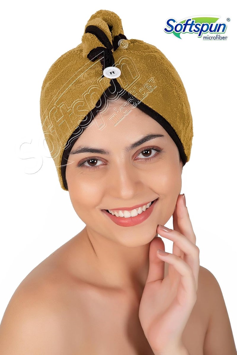 SOFTSPUN SOFTSPUN Microfiber Hair Cap 1 Pcs 70X25 cm Olive Green 280 GSM Super Absorbent Quick Dry Hair Turban for Drying All Kinds of Hair Straight or Curly Short or Long Thin or Thick Hair - Image 3
